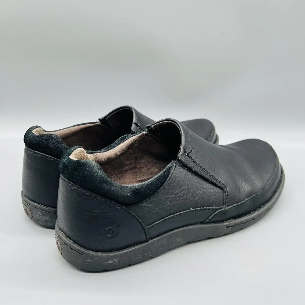 Born Shoes Mens 11 Black Leather Nigel Slip On Loafers Casual Comfort Walking